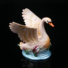 Лебедь шкатулка ящик Лебедь ручной работы, инкрустированные драгоценными камнями металлическая коробка для безделушек 8,5*8,5 см