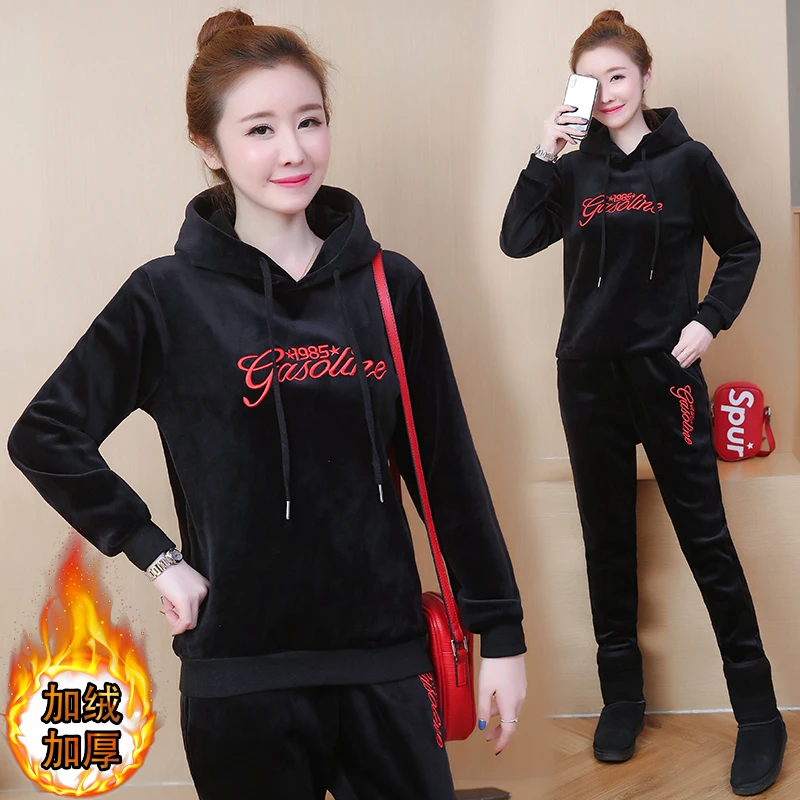 

YICIYA Black velvet 2 piece set tracksuits womens sets 2019 plus size 3xl 4xl 5xl outfit sportswear fitness co-ord top and pant