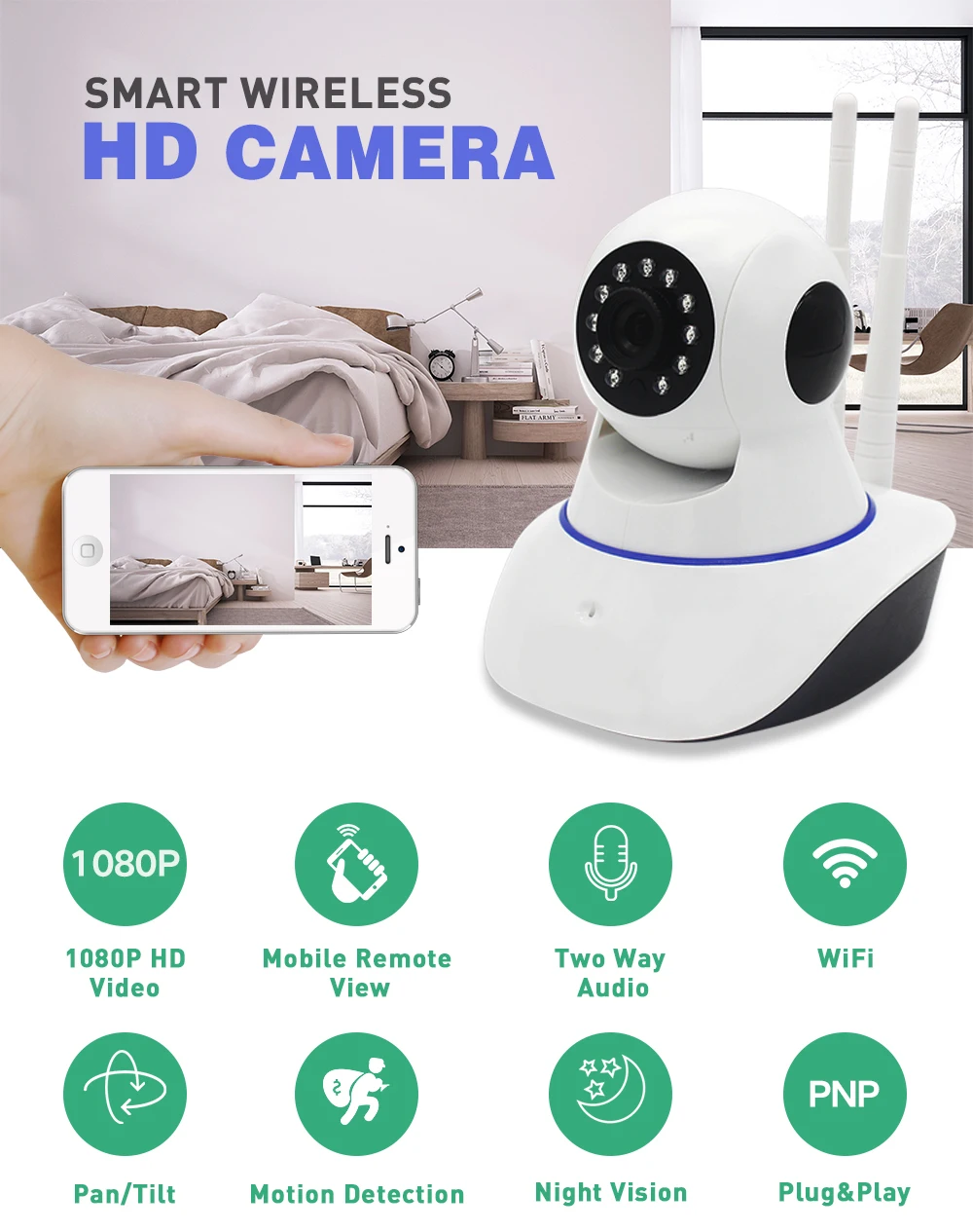 720P CCTV Camera HD IP Camera WI FI Wireless Home Security Camera Plug