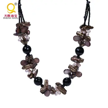 

Daking NATURE GRAY freshwater BIWA pearl necklace for women gift jewelry