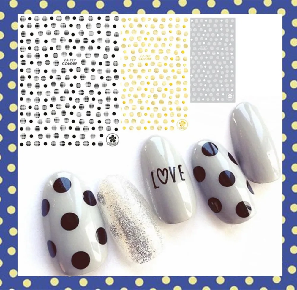 

Newest point gold and silverCB-127 POINT 3 COLORS designs 3d nail art Template sticker decal flowers U+