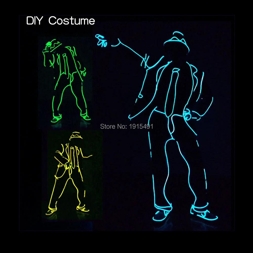 Led Light Up EL Concert Suits Nighttime Led Rope DJ Fluorescent Clothes Machael Jackson Design Clothes New Year Party Lights