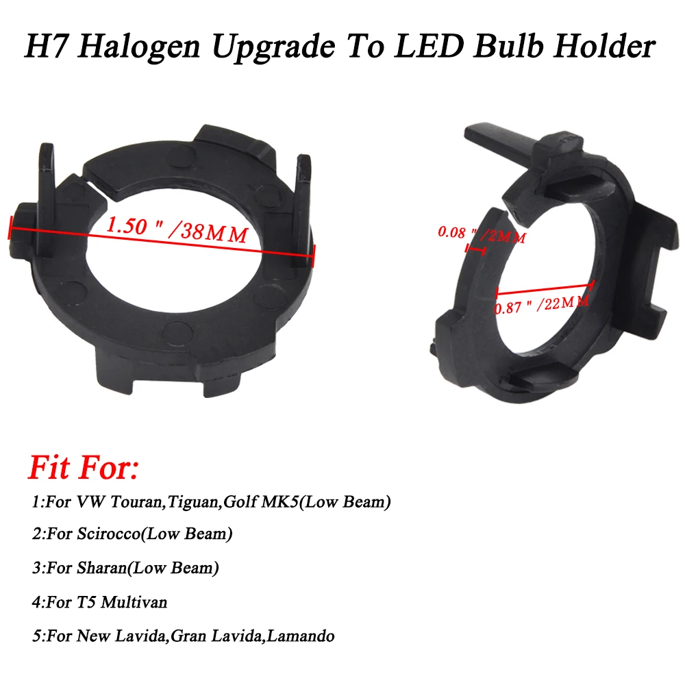 

H7 LED Headlight Bulb Adapter Base Retainer Holder For VW Touran Tiguan Golf MK5 (Low beam)