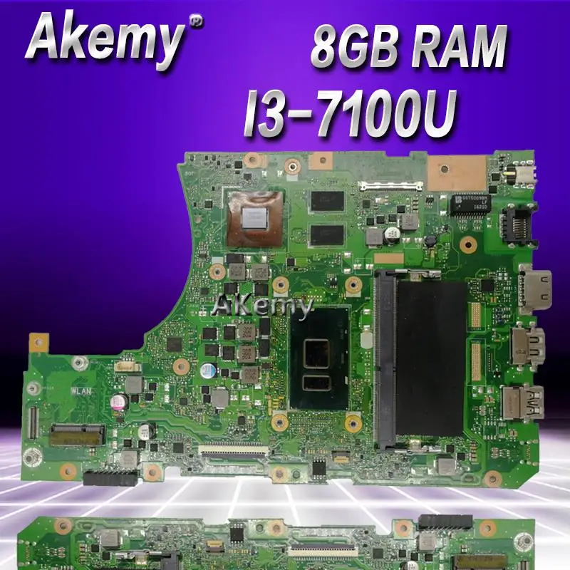  Akemy With 8GB RAM I3-7100U CPU X556UQK mainboard For ASUS X556UV X556U X556UQK X556UQ laptop mothe