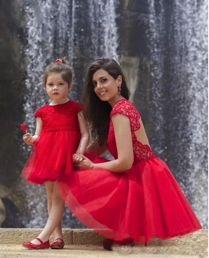 red-short-mother-and-daughter-pdsrom-dresses