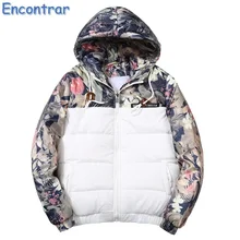 Encontrar Winter Hooded Jacket Men Floral Printed Padded Parkas Mens Jackets Plus Size 4XL Warm Coat Men Flower Print ,QA417