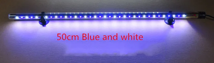 50cm Blue and white 1 шт., стеклянные аквариумные огни, светодиодный фонарик, лампа для водных растений, подводные огни для дракона, рыбы, воды и земли, двойное использование огней - Цвет: 50cm Blue and white