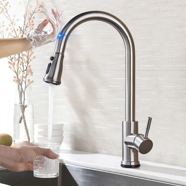 Special Offers Pull Out Sensor Kitchen Faucet Stainless Steel Sensitive Touch Control Faucet Mixer For Kitchen Touch Sensor Kitchen Mixer Tap