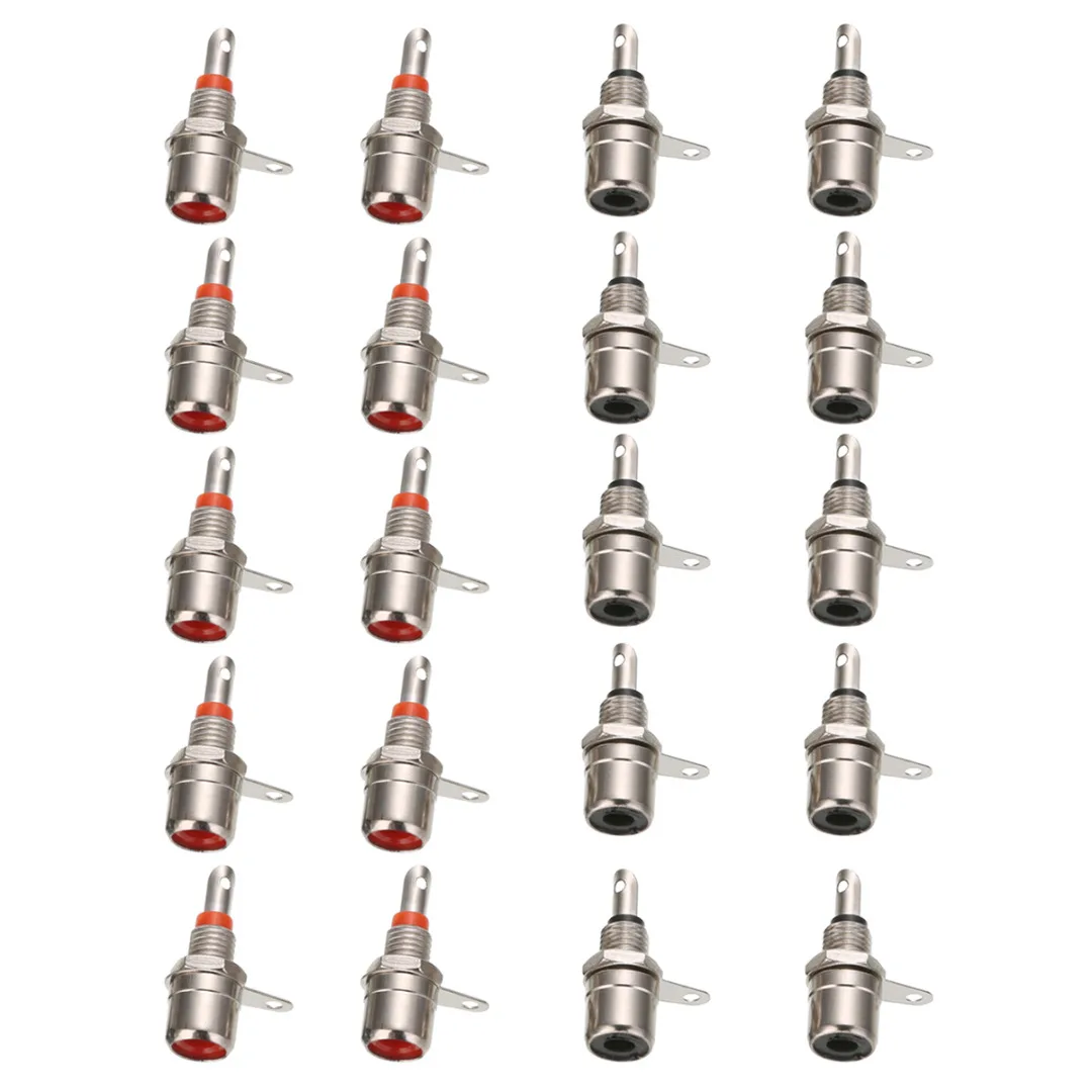 Mayitr 20pcs Red + Black RCA Panel Mount Connector Professional RCA Female Socket Audio Socket for Plug connector