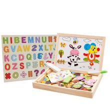 "Деревянные пазлы для детей лесной парк Многофункциональный магнитный Дети головоломка доска для рисования развивающие игрушки Джунгли животных Вуд