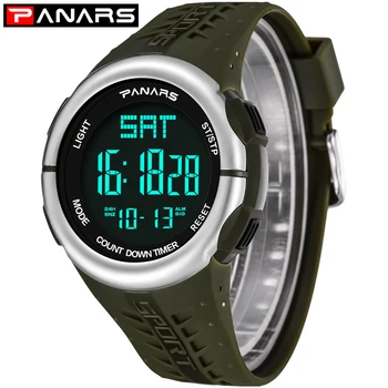 

PANARS New Sports Watch Men Countdown Double Time Watch Alarm Digital Wristwatches 50M Waterproof Fitness Digital Watch 8002
