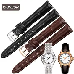 ISUNZUN женские часы ремешок для Tissot Carson T085.207/210 Ремешки для наручных часов стили 14 мм пояса из натуральной кожи часы ремешок Ремешки