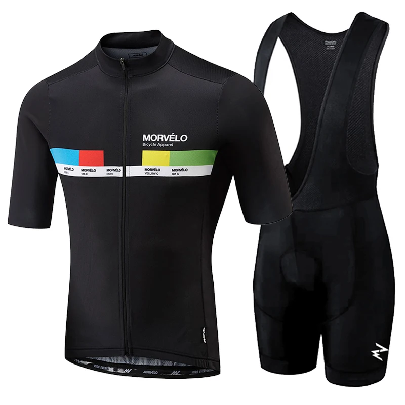 

Morvelo 2019 Men Summer Clothing cycling Clothes kits short sleeve bib shorts men's Breathable Bib Shorts maillot ciclismo set