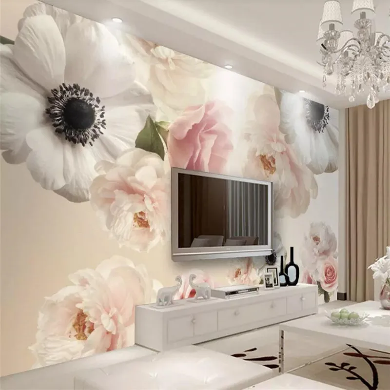 Beautiful flowers TV background professional production murals manufacturers wholesale wallpaper mural poster photo wall Beautiful flowers TV background professional production murals manufacturers wholesale wallpaper mural poster photo wall