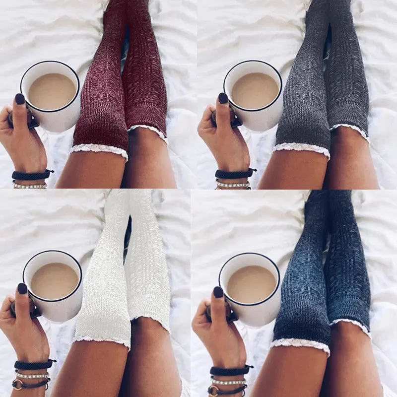

Women Winter Stockings Cable Knit Over knee Long Boot Thigh-High Hosiery Warm Stockings Leggings 2017 NEW