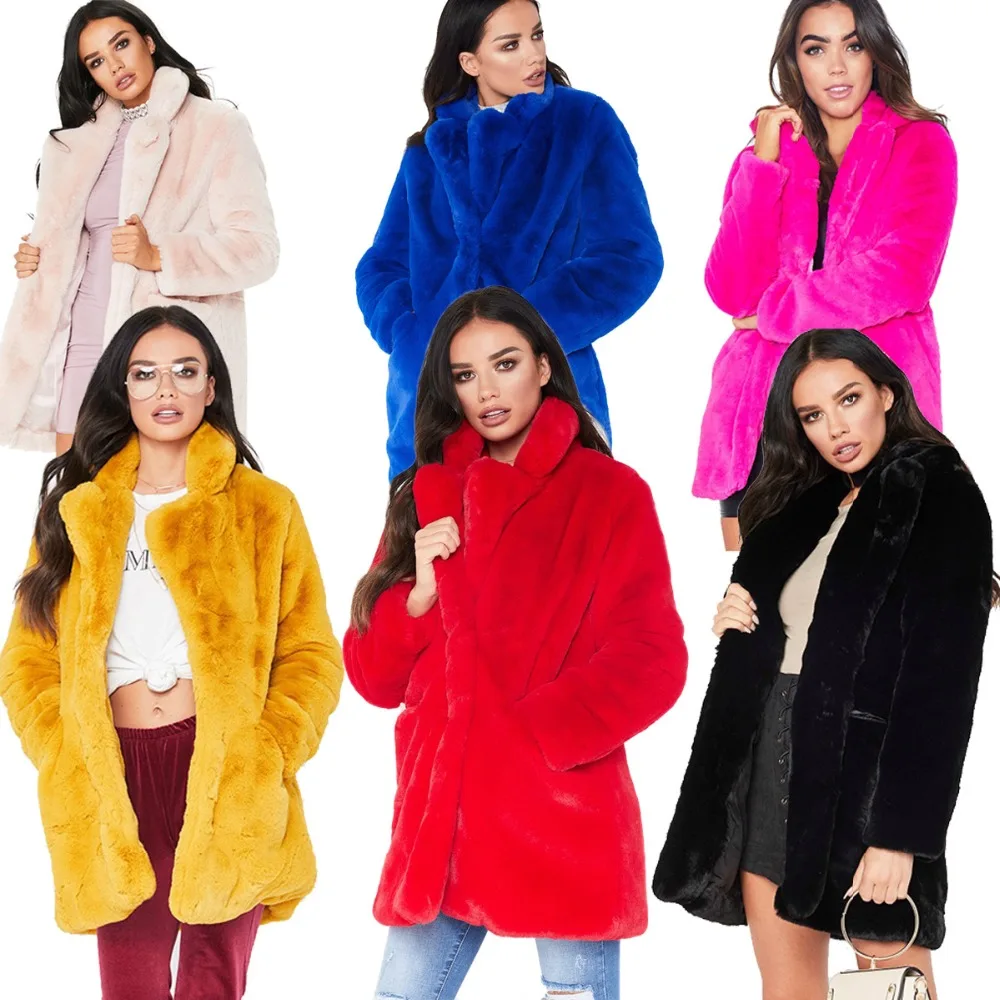 2019 New Design Solid Colour Long Sleeve Faux Fur Cardigans Women's Loose Outwear Turn Down Collar Winter Jackets Coats Jumper 2019 New Design Solid Colour Long Sleeve Faux Fur Cardigans Women's Loose Outwear Turn Down Collar Winter Jackets Coats Jumper