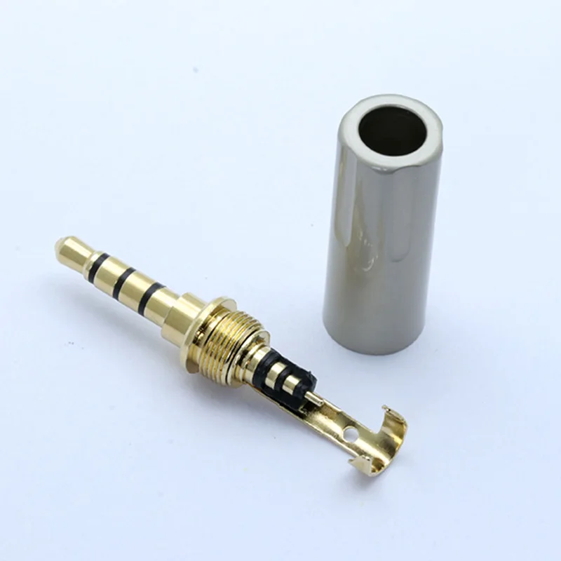 100pcs Copper 3 5mm Stereo Jack Gold Plated 3 5mm 3Pole 4Poles Male Plug Wire Connector for 6MM Cable Headphone Soldering Jack