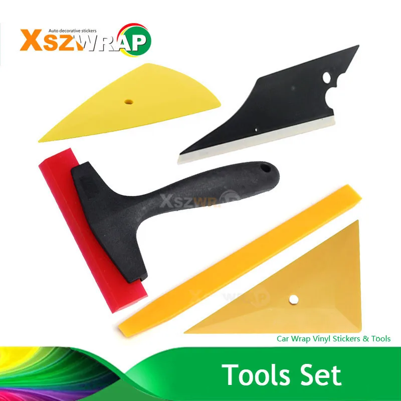 Useful 5 In 1 Car Window Film Tools Squeegee Scraper Set Kit Vinyl Film Wrap Tools Car Home Tint