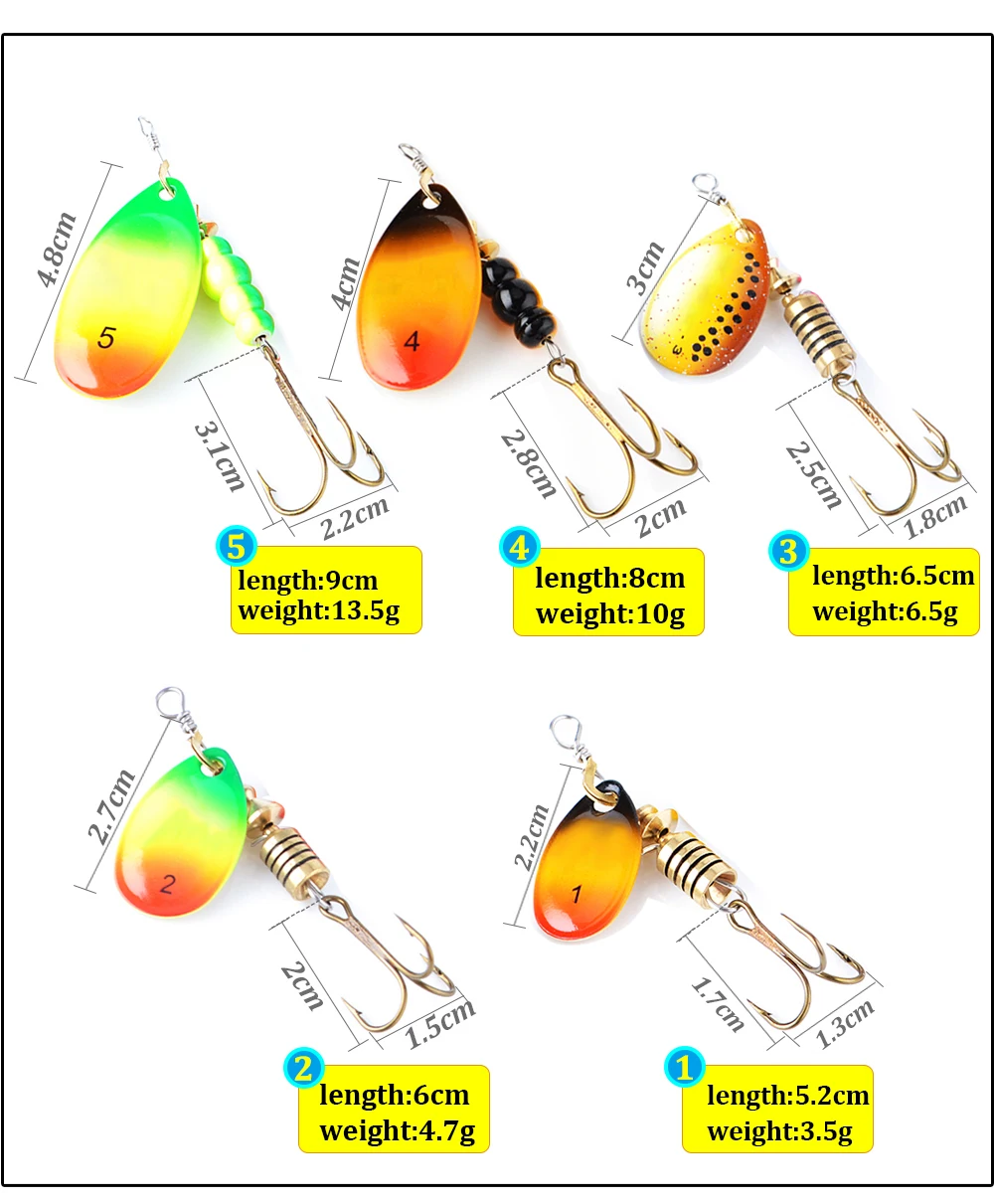4 шт./лот Спиннер Приманка Размер 1#2#3#4#5# металлическая рыболовная приманка жесткая приманка ложка приманка с тройным крючком жесткая поддельная рыба металлические приманки набор