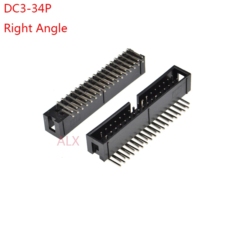 2 Pack IDC Straight Latched PCB Plug Connector 34 Way