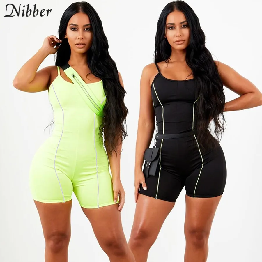 الصيف النيون اللون عاكسة أكمام playsuit 2019 الأزياء الأساسية الأسود مرونة عارضة السيدات ارتداءها بدلة عدو الرياضية الصيف النيون اللون عاكسة أكمام playsuit 2019 الأزياء الأساسية الأسود مرونة عارضة السيدات ارتداءها بدلة عدو الرياضية