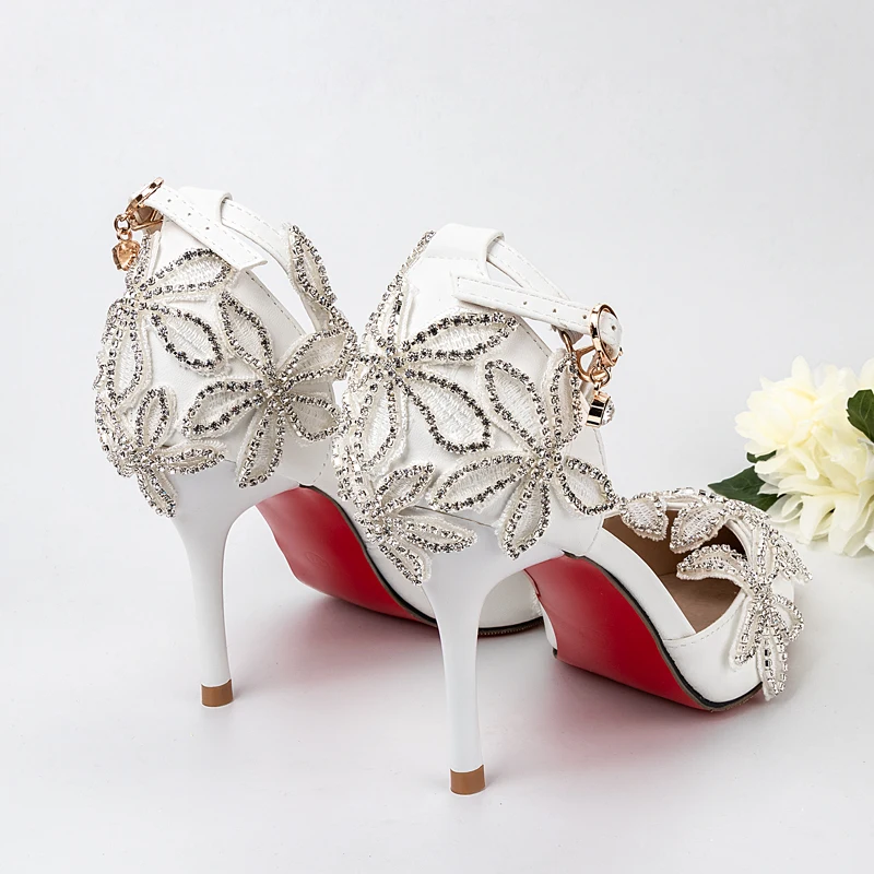 Свадебные босоножки белого Для женщин сладкие стразы туфли с цветочным принтом; обувь для невесты на высоком каблуке 5 см; 9 см; высота каблука 14 см; под заказ; дизайн обувь в стиле шик