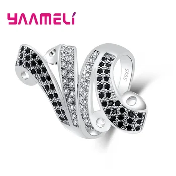 

Different Irregular 925 Sterling Silver Finger Rings For Women Female Best Present Hard Cubic Zirconia Crystal Jewelry