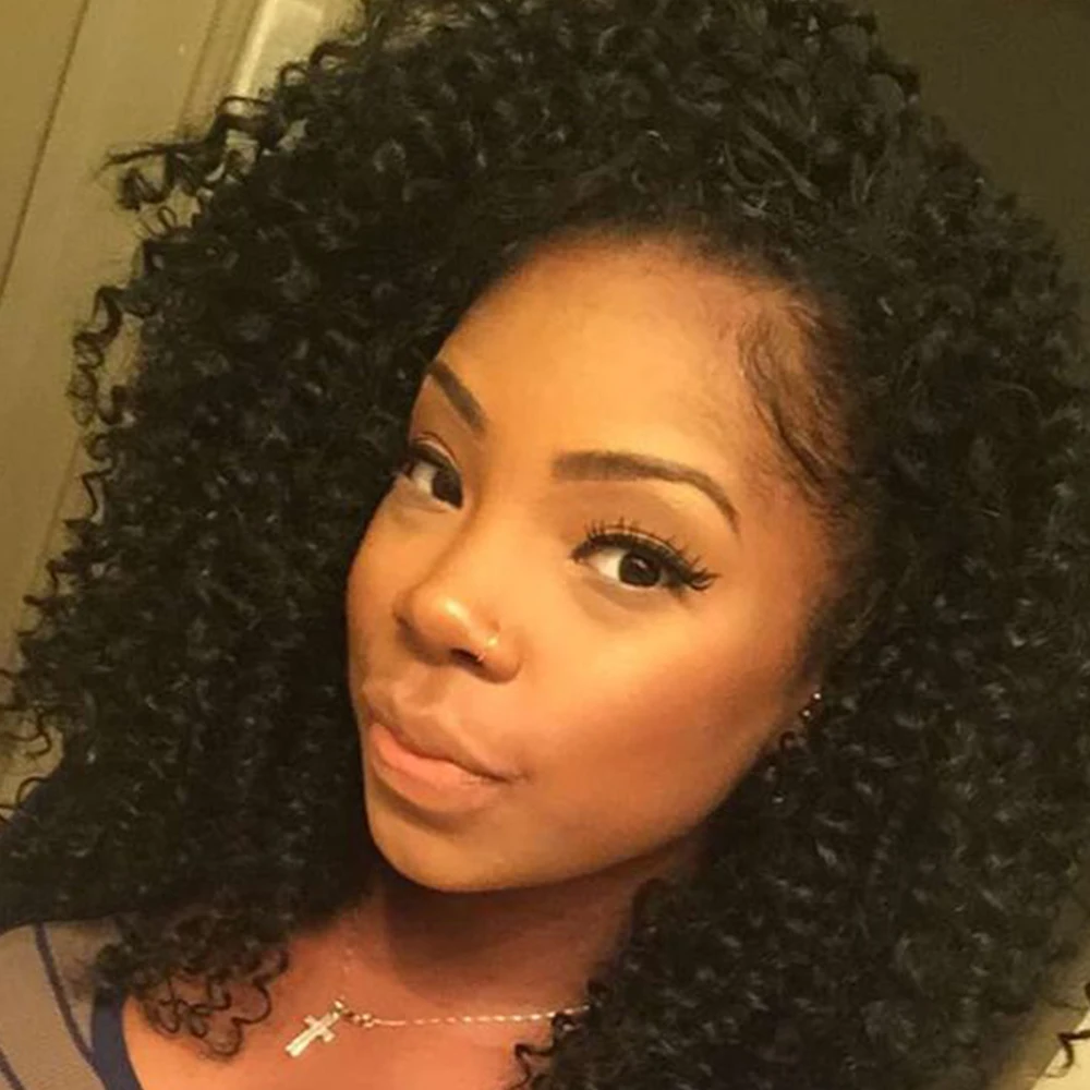 

Afro Kinky Curly Lace Front Wig Synthetic 2016 Fashion Newest Medium Long Curly Synthetic Wigs 1B/1# Hair for Black Women Free S