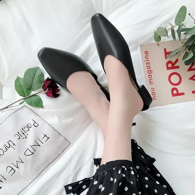 

2019 new simple temperament low with Baotou half slippers female casual lazy shoes spring and summer women slippers