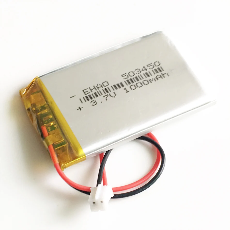 3,7 V 1000mAh 503450 литий-полимерная LiPo аккумуляторная батарея JST PH2.0 2pin для Mp3 DVD PAD Смарт-часы камера рекордер динамик