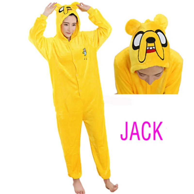 

2019 Anime Adventure Time Onesies Costume Yellow Jack Dog Onesie Flannel Party Costume Homewear Set Cosplay Costume for Women