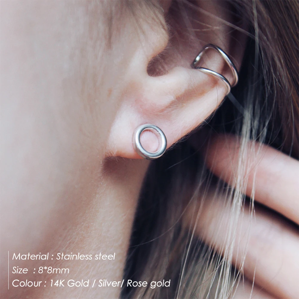 e-Manco stainless steel stud earrings for women korean small earings fashion jewelry minimalist women earrings stud wholesale