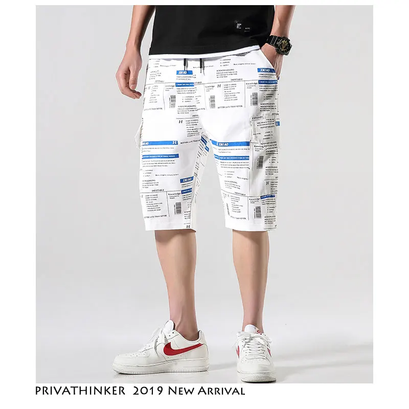 

Privathinker Men Hip Hop Joggers Shorts 2019 Man Harajuku Funny Print Cargo Shorts Summer Male Sports Casual Cotton Sweat Shorts