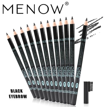 

Menow Brand 12Pcs/Set Black Eyebrow Pencil with Eyebrow comb Waterproof and Sweat is not Blooming free shipping P10021-01
