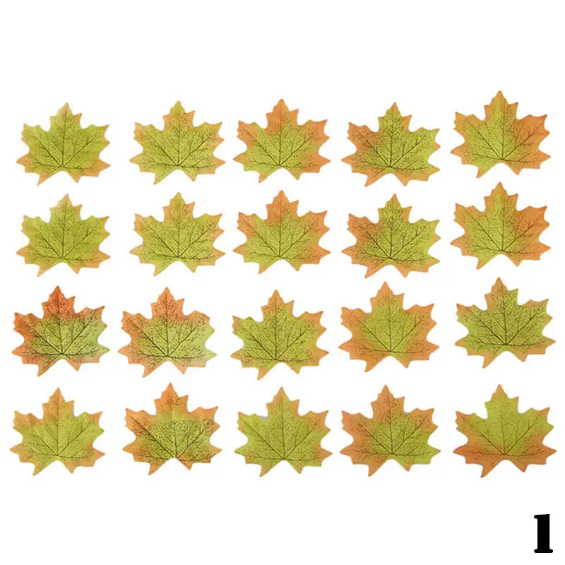 50Pcs DIY Colorful Autumn Leaves Maple Leaves Simulation Foliage Decoration