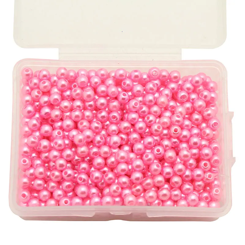 500 шт 4 мм Разноцветные ABS круглые жемчужные бусины с дырочками DIY сумки для одежды украшения для шитья скрапбукинга материалы для рукоделия LX148 - Цвет: Pink
