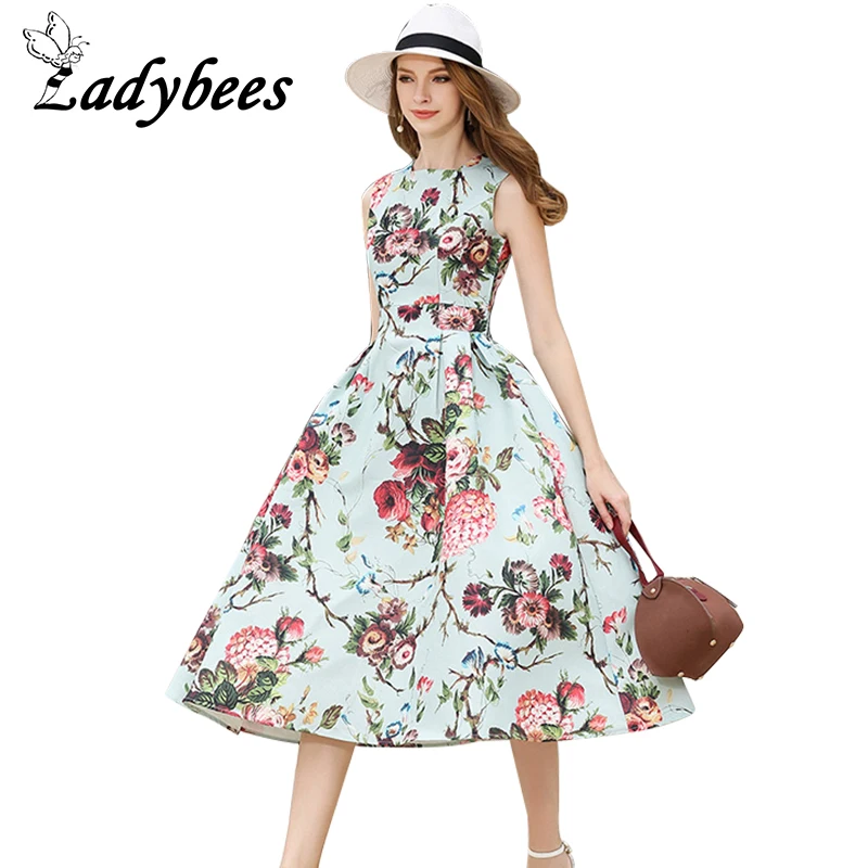 Wholesale LADYBEES Summer Foral Dresses boho Women vintage elegant Princess Party Dress Retro 2017 High quality New ball gown Beach Robes Buy Cheap LADYBEES Summer Foral Dresses boho Women vintage elegant Princess Party Dress Retro 2017 High quality New ball gown Beach Robes