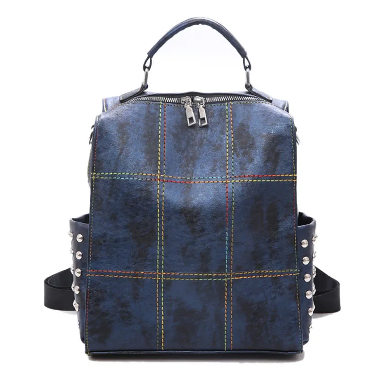 

Large Capacity Backpack Women Colorful Thread School Bags For Teenage Girls Shoulder Bag Rivet Travel Female XA239H