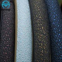High Quality CAR STEERING WHEEL COVER PU Leather Viscose Carved Protect Steering Wheel Blue Golden Green