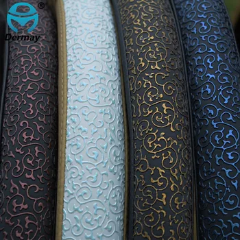 

High Quality CAR STEERING WHEEL COVER PU Leather Viscose Carved Protect Steering Wheel Blue Golden Green Red Auto Supplies