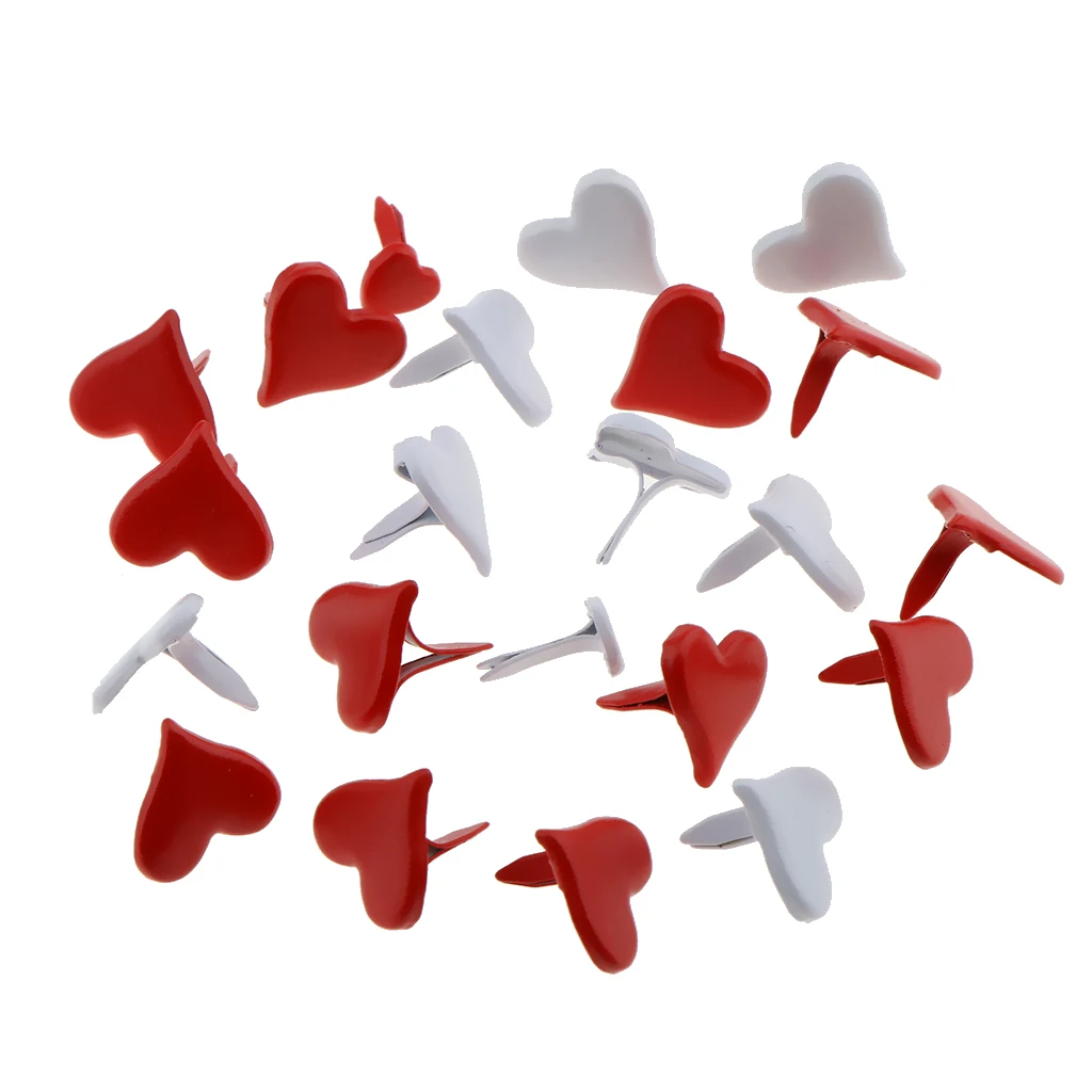 

100 Pieces 11mm Heart Shape Brads Fastener Scrapbook Brads Embellishments Craft Multi-Functional Metal Brads