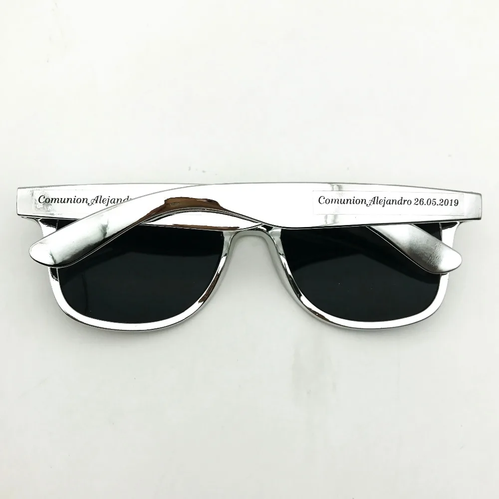 Оптом Серебряные Солнцезащитные очки с зеркальными линзами персонализированные свадебные подарки для гостей пляжные вечерние солнцезащитные очки на заказ Подарки на день рождения