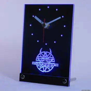 

tnc0147 Disturbed Rock n Roll Bar Pub Table Desk 3D LED Clock
