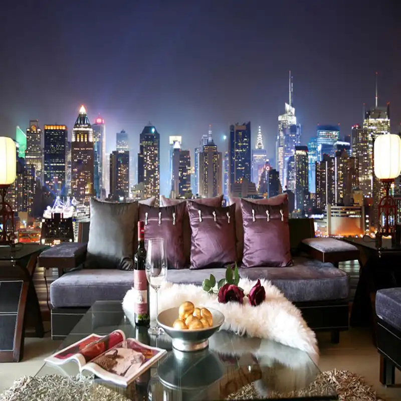 Custom Photo Mural Wallpaper 3D New York City Night Scenery Mural Living Room Sofa TV Background
