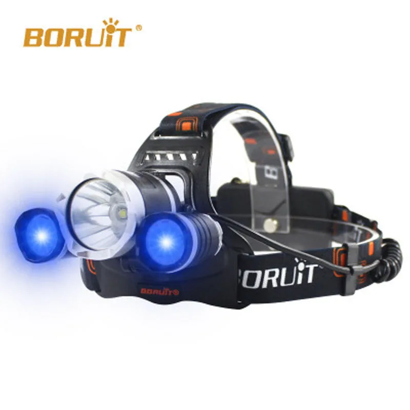 BORUIT фонарь яркий 1x cree белый свет + 2X CREE XPE R2 синий светильник 1600 лм 3 режима для