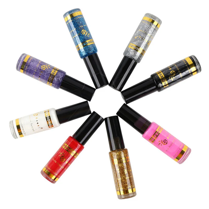 

8 Color Nail Art Drawing Pen New Arrival Hot 3D Nail Polish Paint Pen Glitter Sequins Flower Liquid Nail Polish TSLM2
