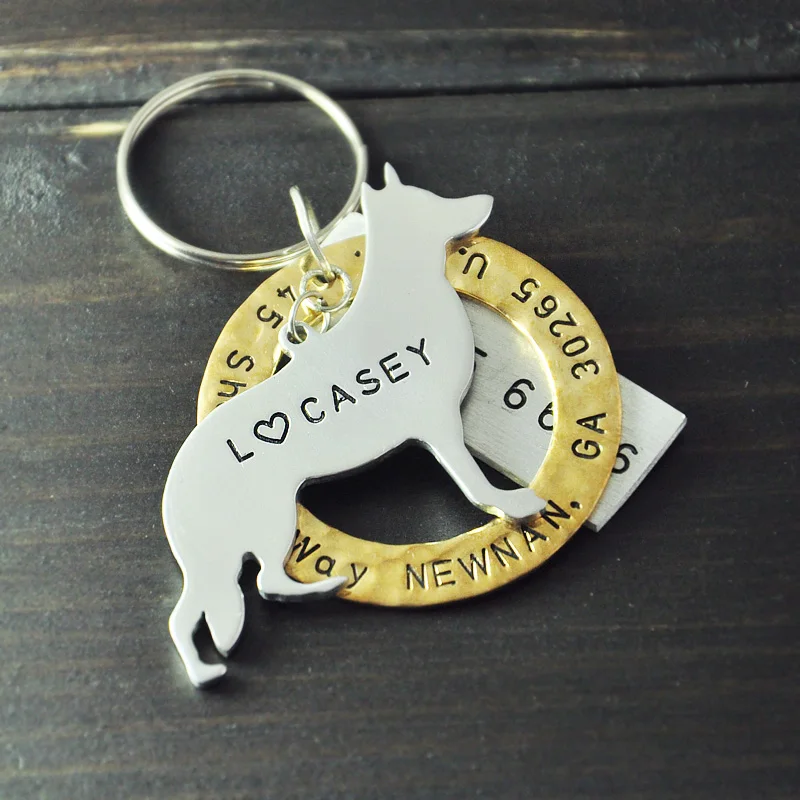 

German Shepherd Dog Tag, Personalized Pet Dog Tags, Hand Stamped Alloy ID Tag, Pet Jewelry, Custom Name, Phone Number, Address