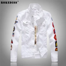 ROKEDISS New Fashion Cowboy badge patch Jacket Men’s Denim Jacket 2017 spring Autumn Coat Men’s Clothing W074