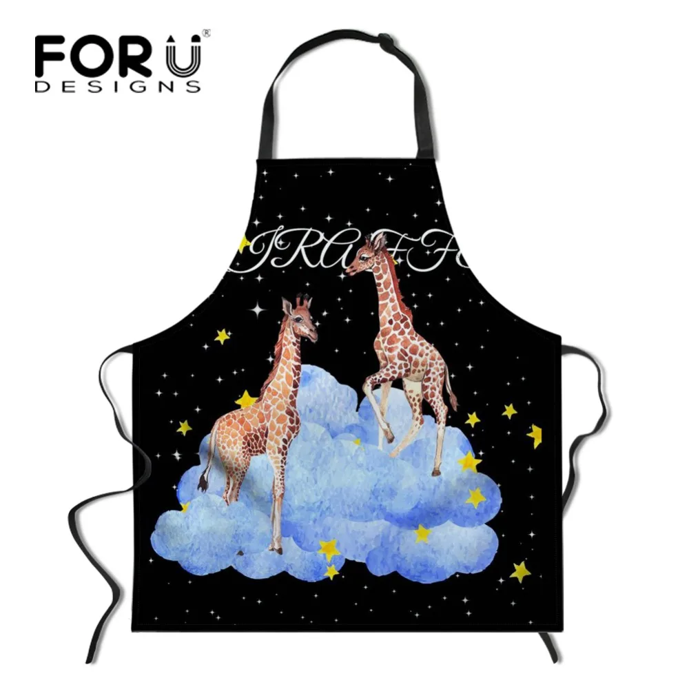

FORUDESIGNS Funny Printing Giraffe Panda Owl Bib Baking Kitchen Apron for Men Women Adjustable Cooking Chef Aprons Sleeveless