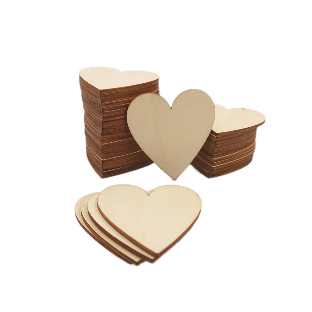

100PCS 100mm Unfinished Wooden Heart Blank Wood Cutout Heart Slices Discs DIY Crafts for Birthday Wedding Christmas Decor